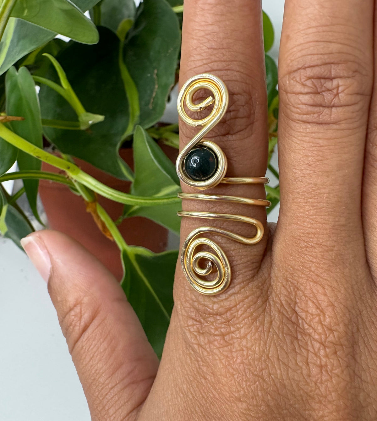 Bloodstone Spiral Ring