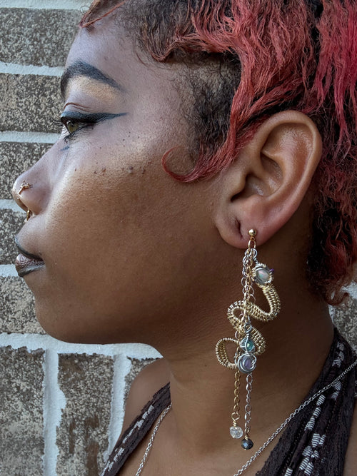 18k Opal Snake Earrings