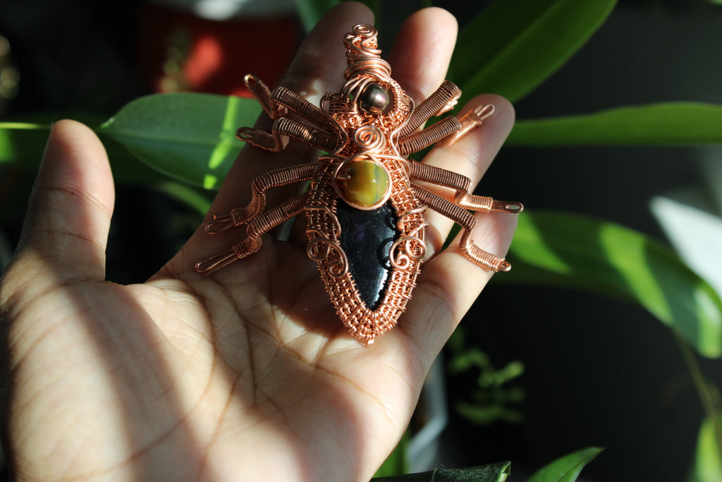 Black Widow Obsidian Spider Pendant