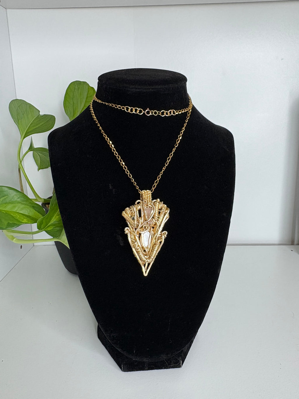 Reversible Rose Quartz Obsidian Relic Necklace