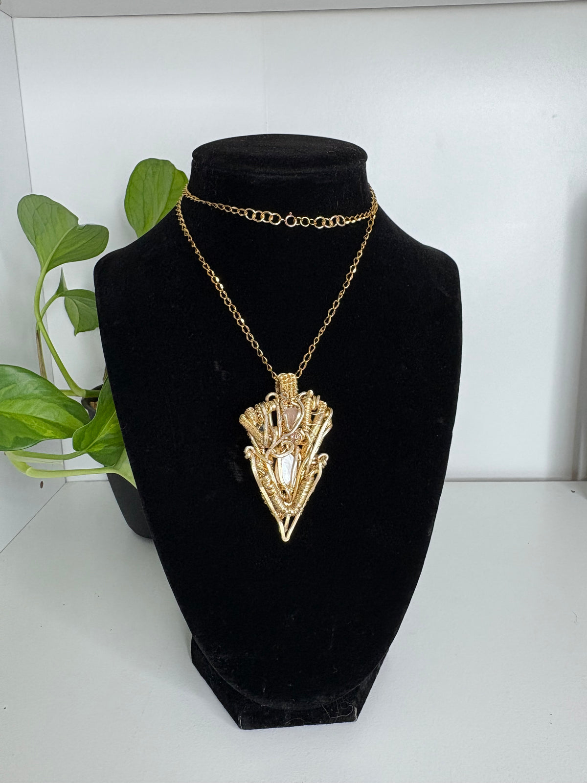 Reversible Rose Quartz Obsidian Relic Necklace