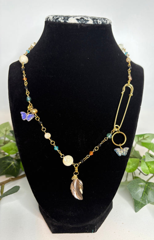 Aura Safety Pin Necklace