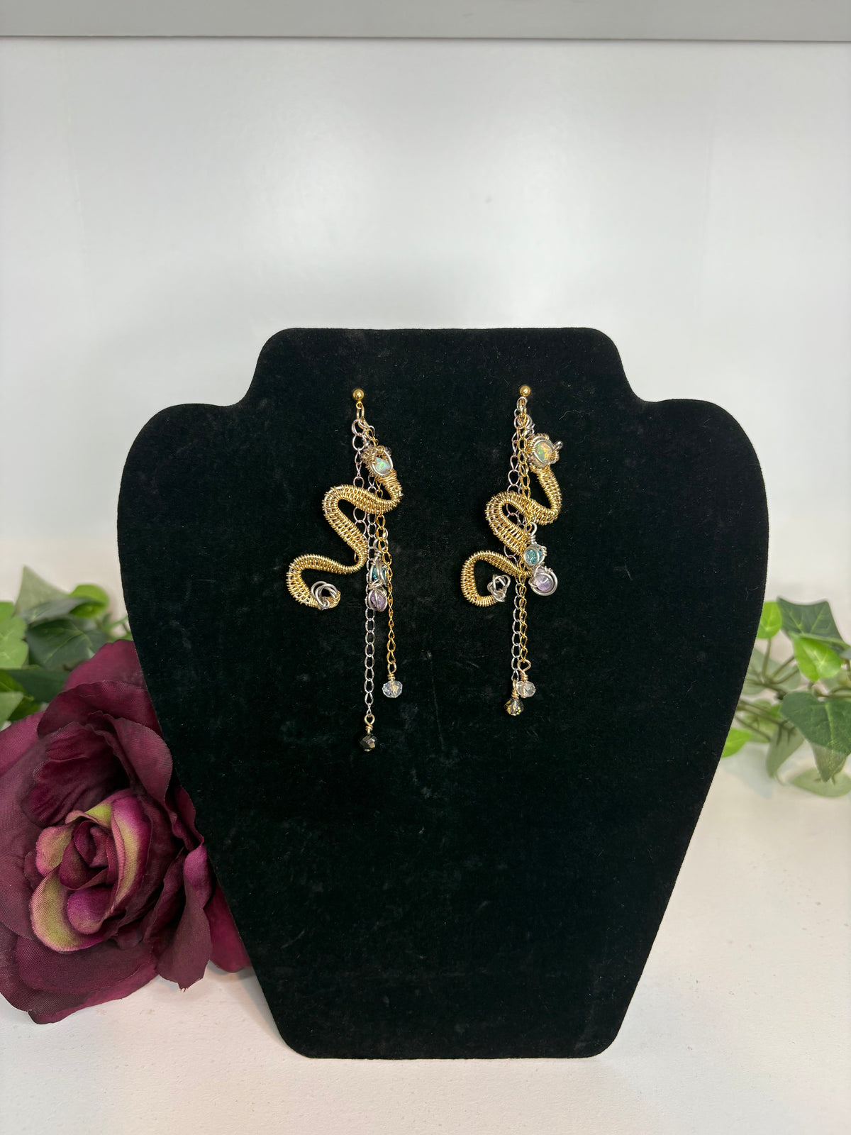 18k Opal Snake Earrings