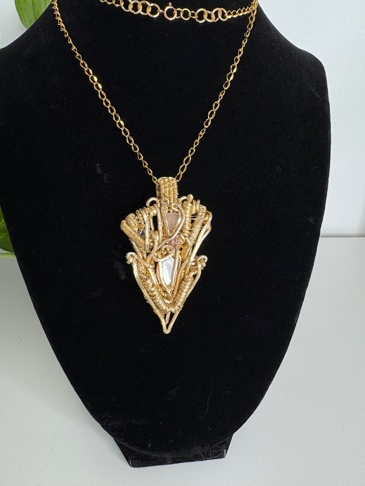 Reversible Rose Quartz Obsidian Relic Necklace