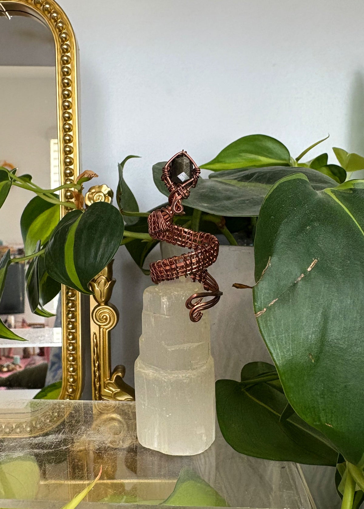 Ophelia Golden Obsidian Snake Ring