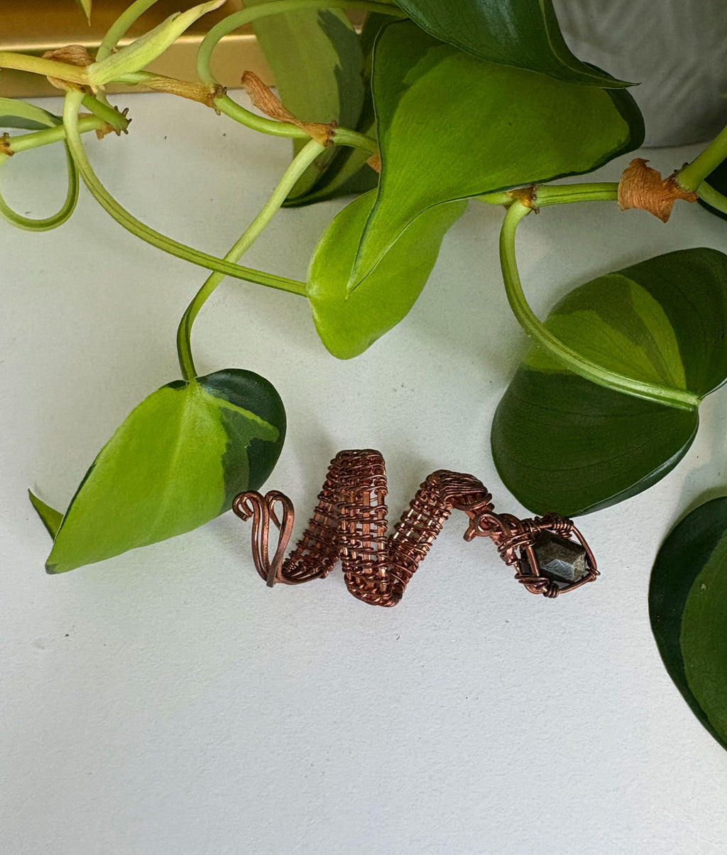 Ophelia Golden Obsidian Snake Ring
