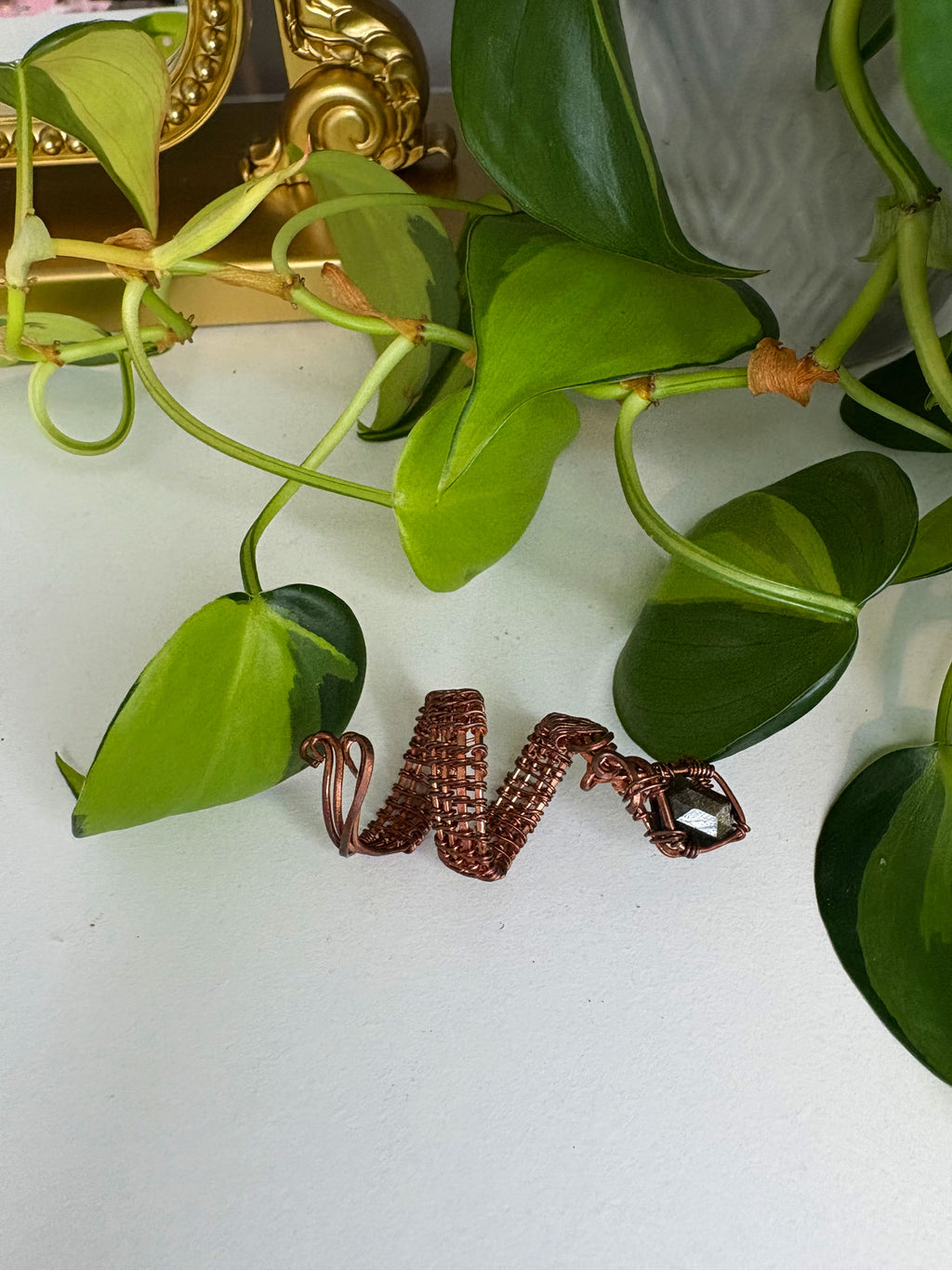 Ophelia Golden Obsidian Snake Ring
